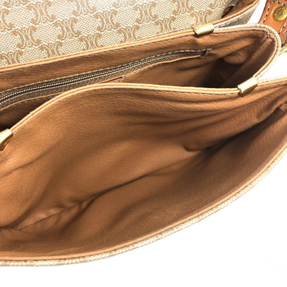 CELINE Macadam Blason Two-line Shoulder bag Beige Vintage Old Celine rmr5gm