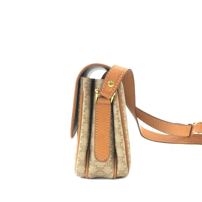 CELINE Macadam Blason Two-line Shoulder bag Beige Vintage Old Celine rmr5gm