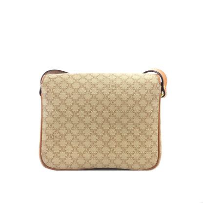 CELINE Macadam Blason Two-line Shoulder bag Beige Vintage Old Celine rmr5gm