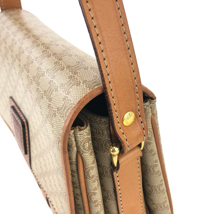 CELINE Macadam Blason Two-line Shoulder bag Beige Vintage Old Celine rmr5gm