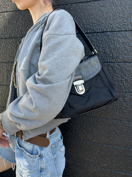 PRADA Push lock Shoulder bag Black Vintage vyves6