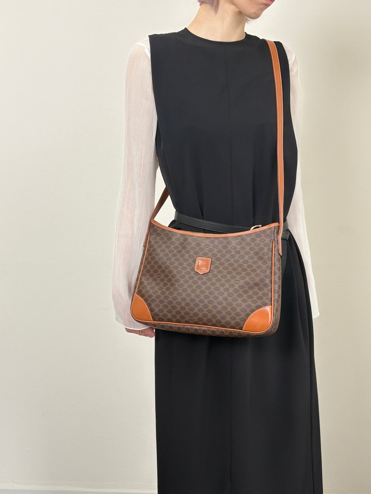 CELINE Macadam Blason Shoulder bag Hobobag Brown Vintage mtbfvr
