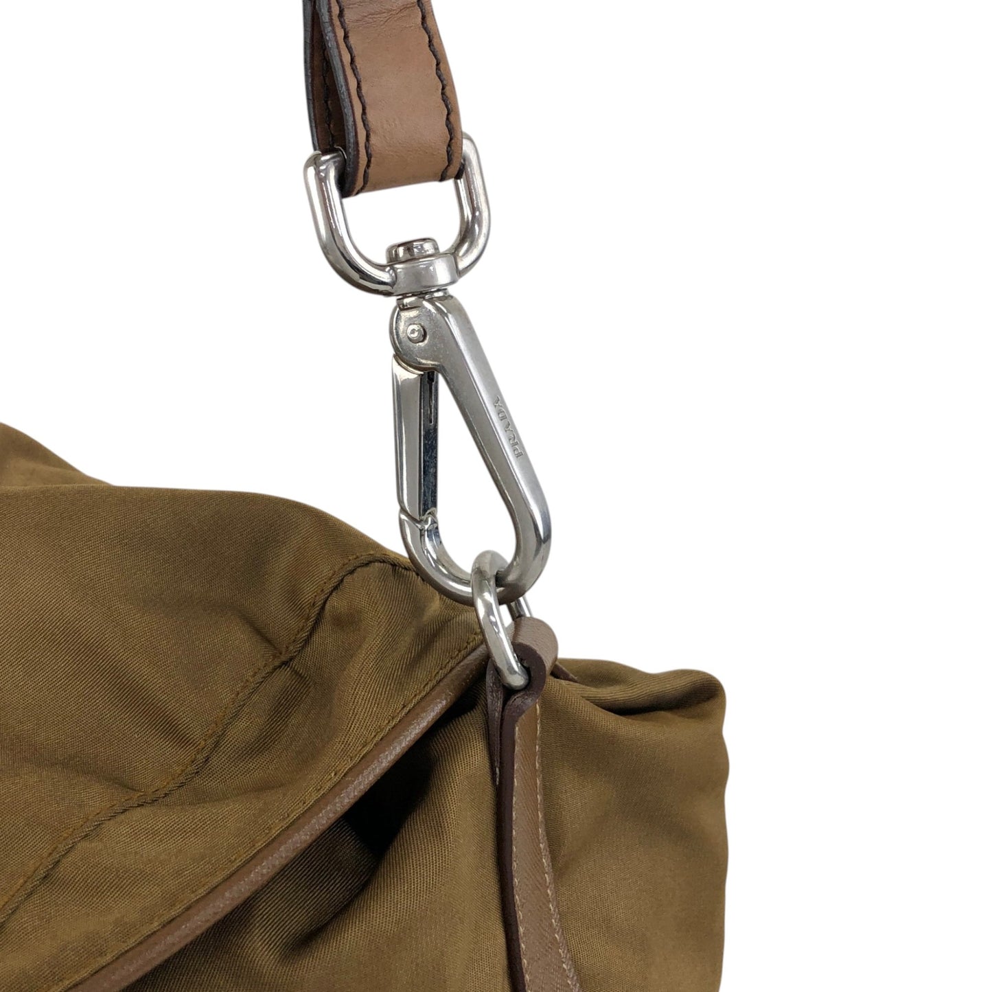 PRADA Tessuto Triangle Logo Double Pocket Handbag Shoulder bag Beige Vintage cgzz8n