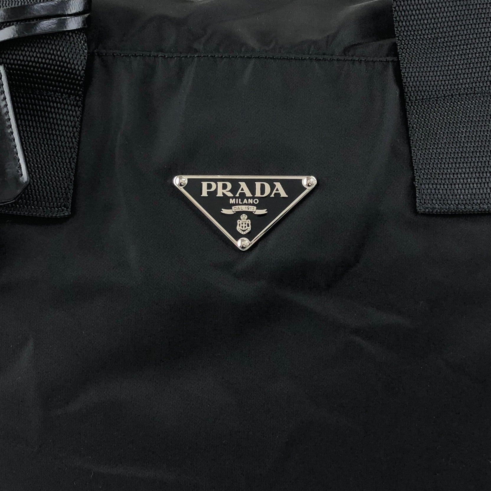 PRADA Tessuto Triangle Logo Boston bag Black Vintage utr82b