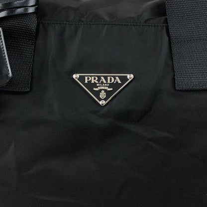 PRADA Tessuto Triangle Logo Boston bag Black Vintage utr82b