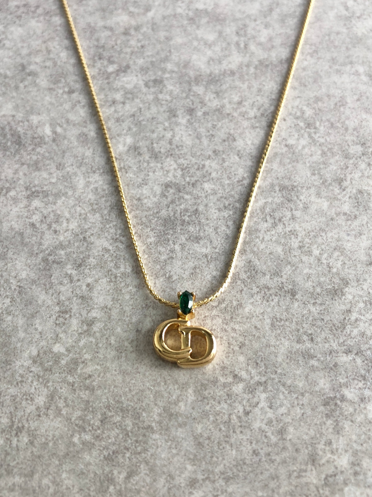 Christian Dior CD Logo Necklace Gold Vintage ie4bje