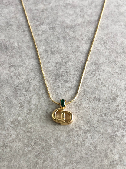 Christian Dior CD Logo Necklace Gold Vintage ie4bje