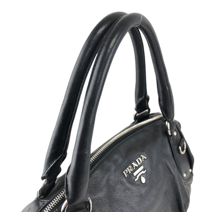 PRADA Logo Two-way Handbag Shoulder bag Black Vintage 28pkhx