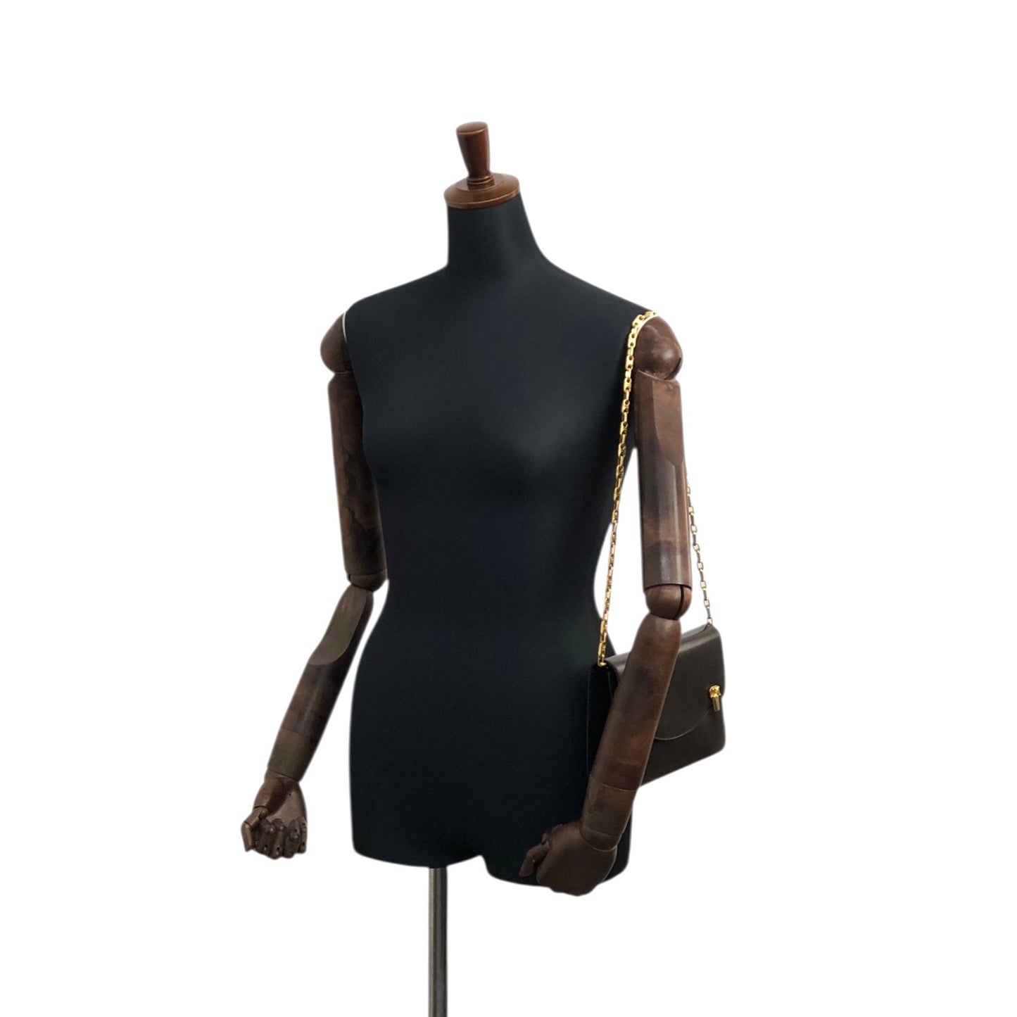 CELINE Blason Chain Shoulder bag Brown Vintage 5dcbrt