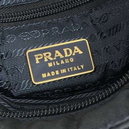 PRADA Triangle Logo Metal Handle Handbag Navy Vintage 5c4zz4