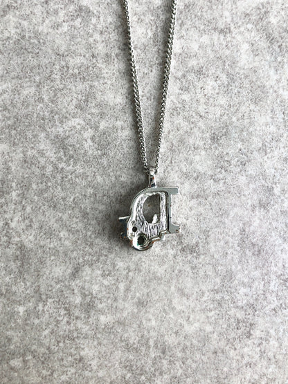 Christian Dior Logo Motif Necklace Silver Vintage m2w873