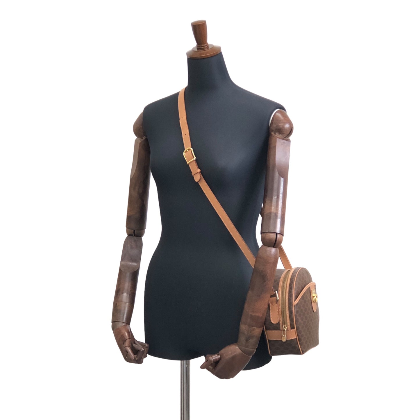 CELINE Macadam Gancini Shoulder bag Brown Vintage yasetm