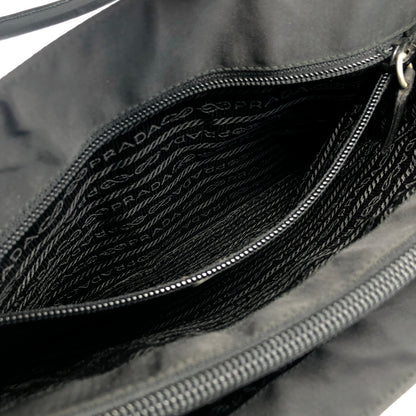 PRADA Triangle Logo  Nylon Handbag Black Vintage a3ew6f
