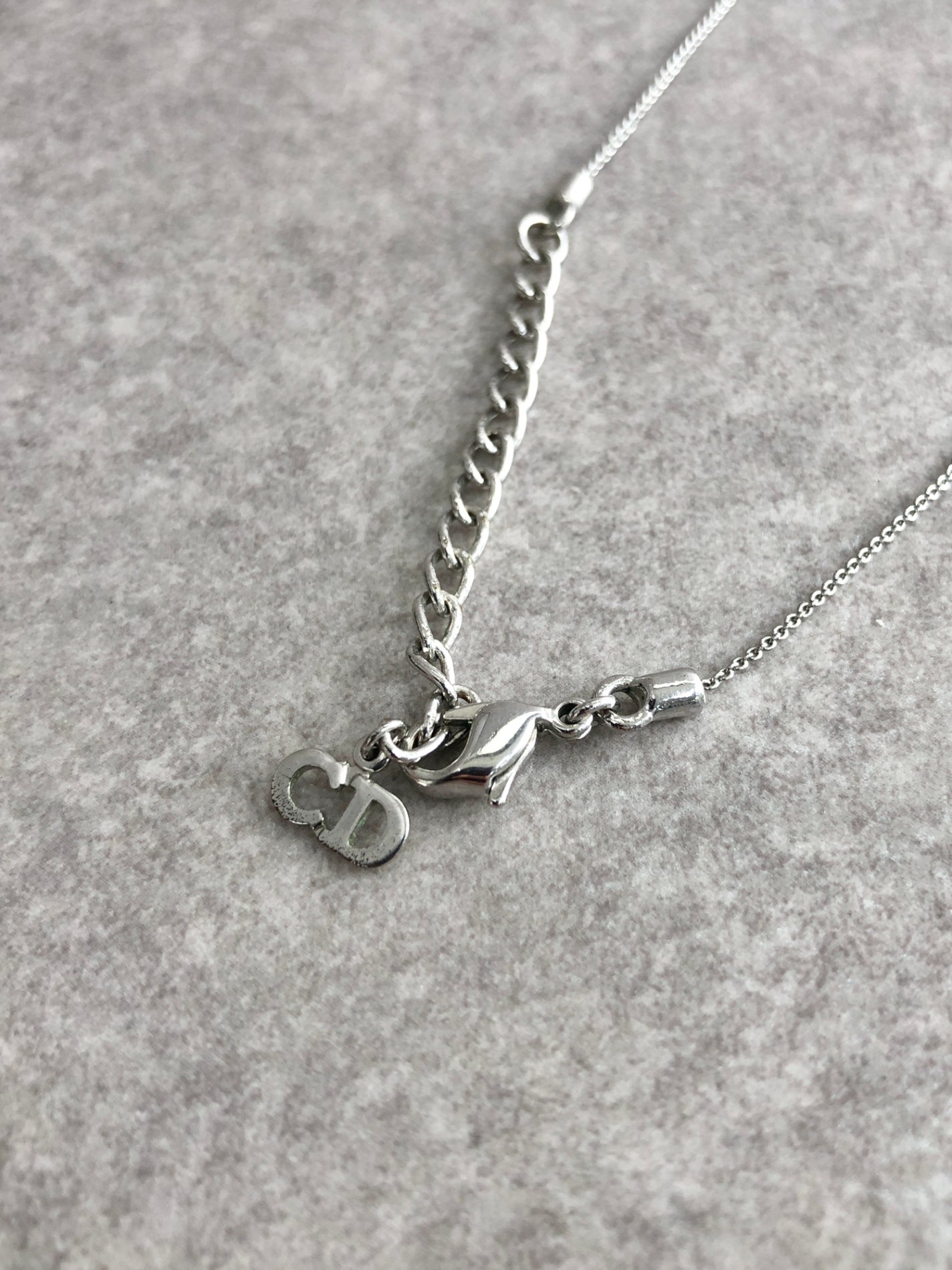 Christian Dior Logo Motif Necklace Silver Vintage niwwkc