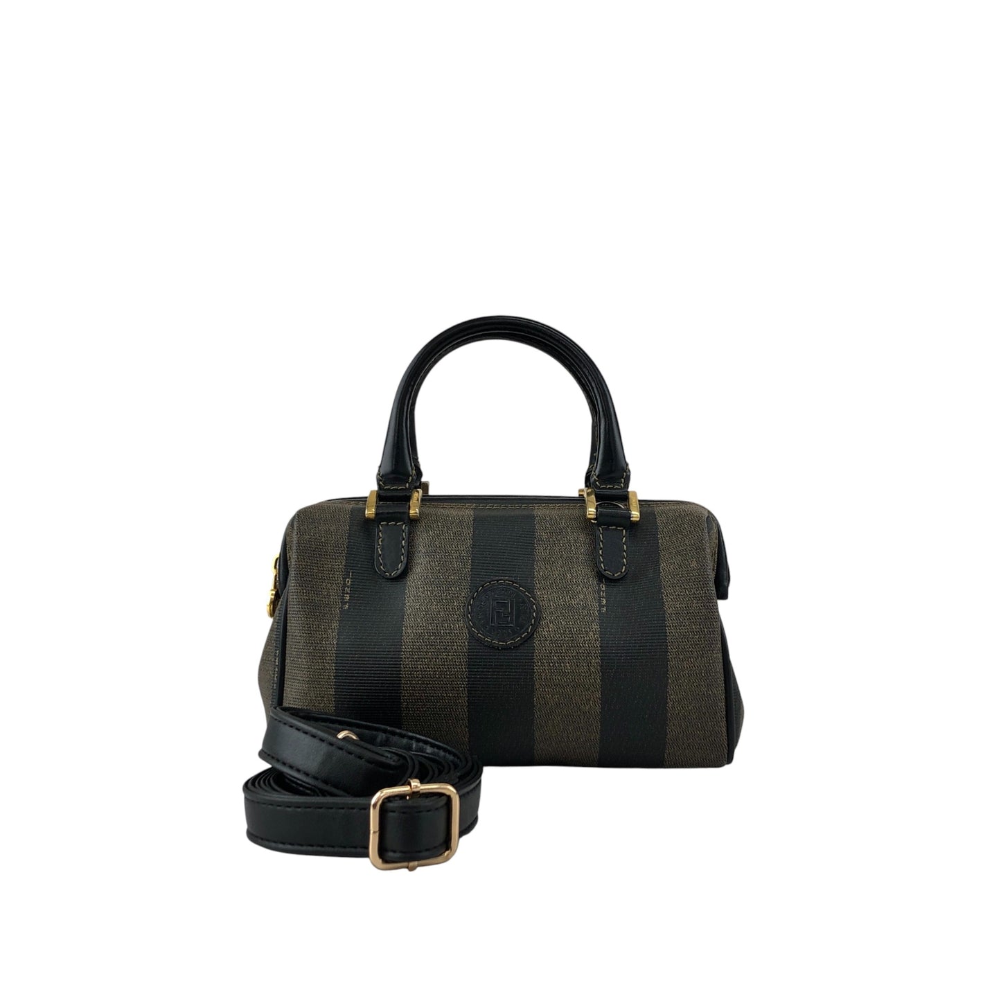 FENDI Pecan Logo Two-way Small Boston bag Shoulder bag Brown Vintage z7r7e6