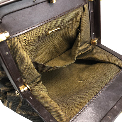 FENDI Zucca Metal Clasp Shoulder bag Brown Vintage kkfpvd