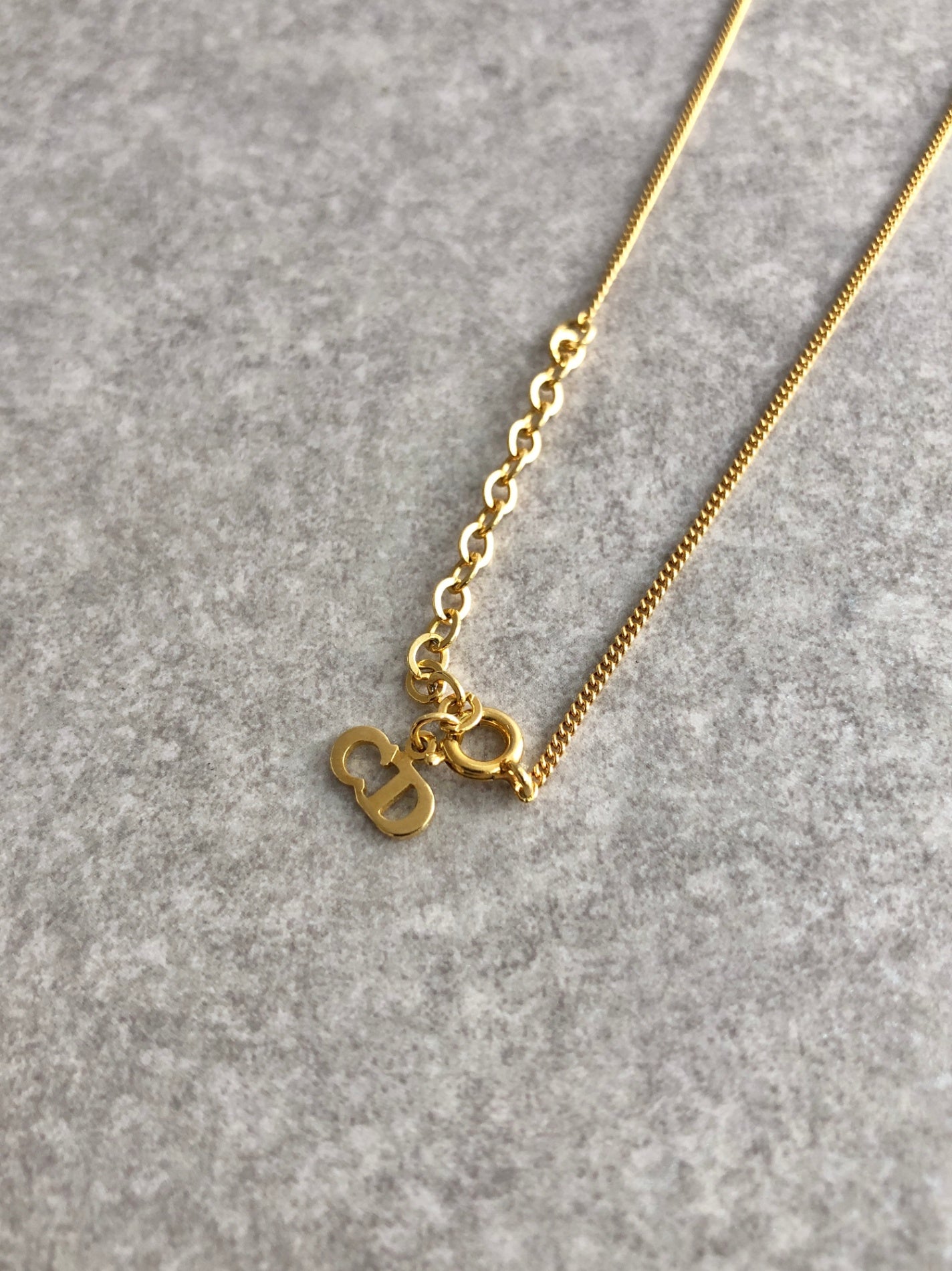 Christian Dior Logo Motif Necklace Gold Vintage 6wci36