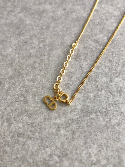 Christian Dior Logo Motif Necklace Gold Vintage 6wci36