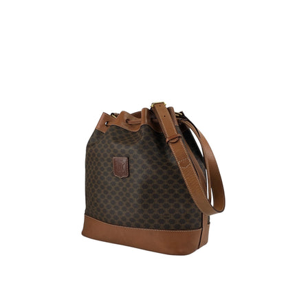 CELINE Macadam Blason Drawstring Shoulder bag Brown Vintage tc6d7e