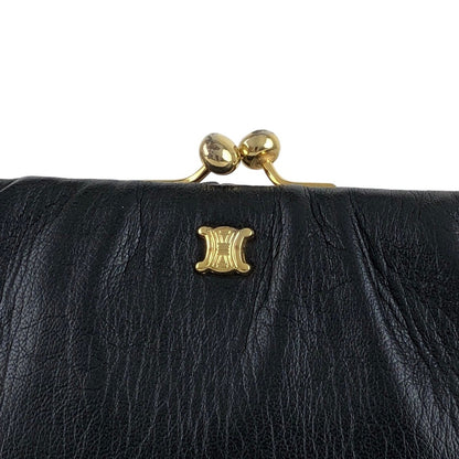 CELINE Blason Metal Clasp Chain Shoulder bag Black Vintage 7wahif