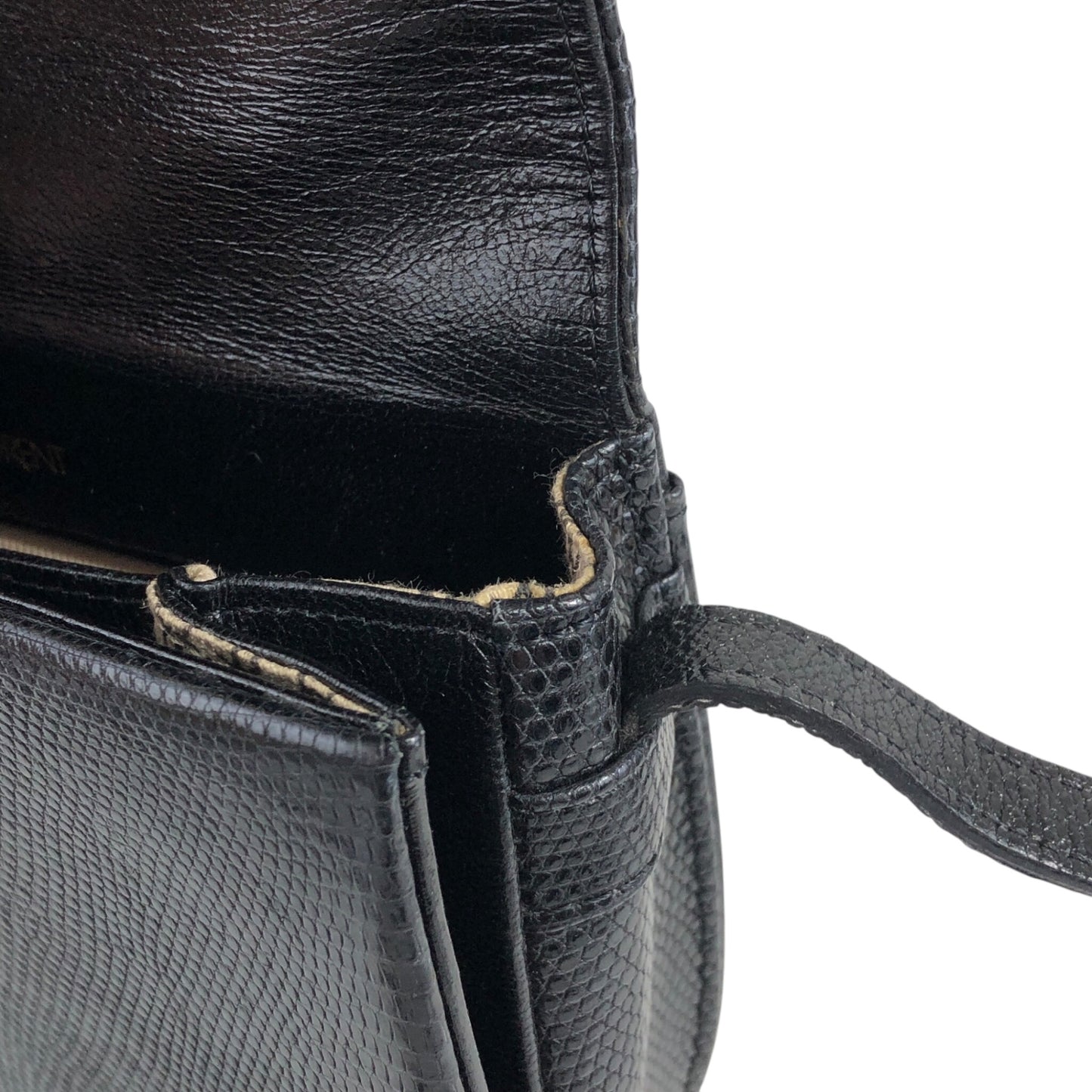 Yves Saint Laurent YSL Logo Shoulder bag Black Vintage rnmcrn