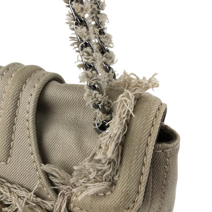PRADA Triangle Logo Turn Lock Shoulder bag Beige Vintage hrktdk