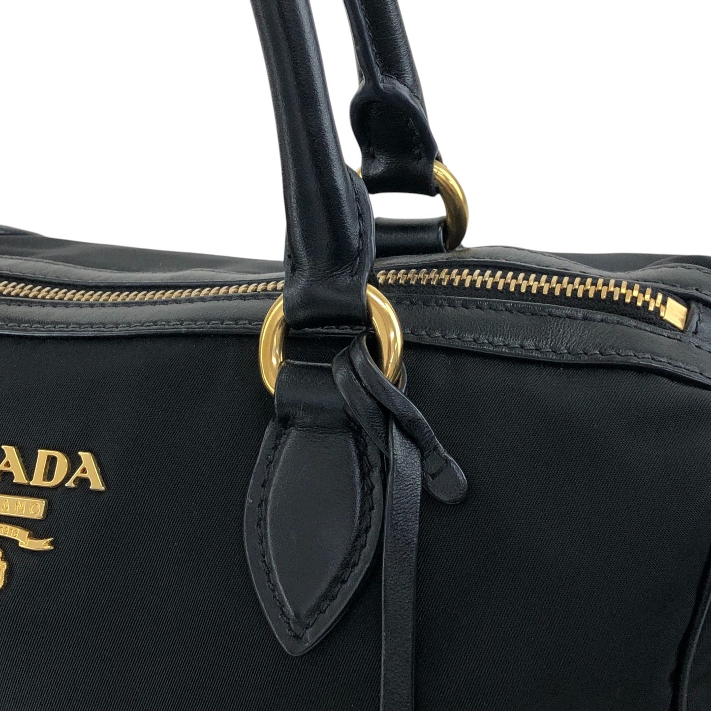PRADA Logo Two-way Boston bag Shoulder bag Black Vintage 76zjdy