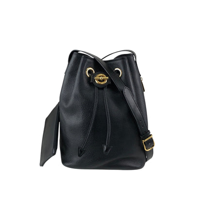CELINE Toggle Clasp Drawstring Shoulder bag Black Vintage mgyxeh