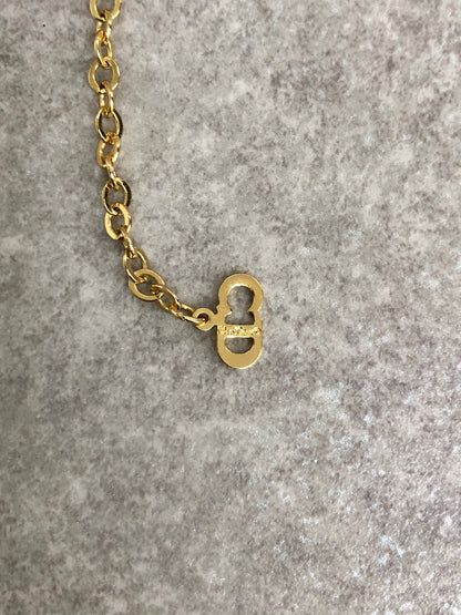 Christian Dior Emblem Rhinestone Necklace Gold Vintage vcjfee