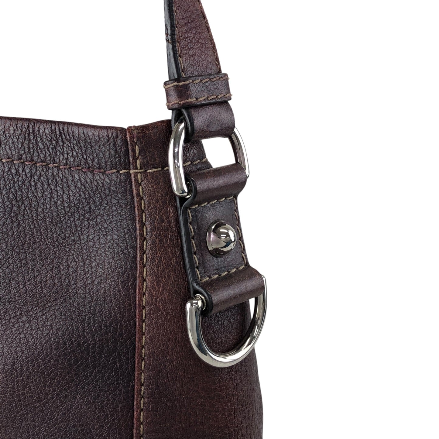 GUCCI Logo Embossed Shoulder bag Brown Vintage 8svbt5