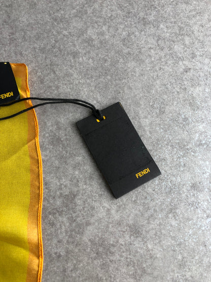 FENDI SILK Scarf yellow×Brown Vintage khmbct