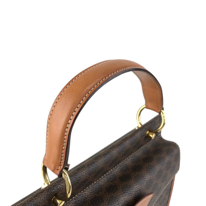 CELINE Macadam Gancini Two-way Handbag Shoulder bag Brown Vintage kgm5ej