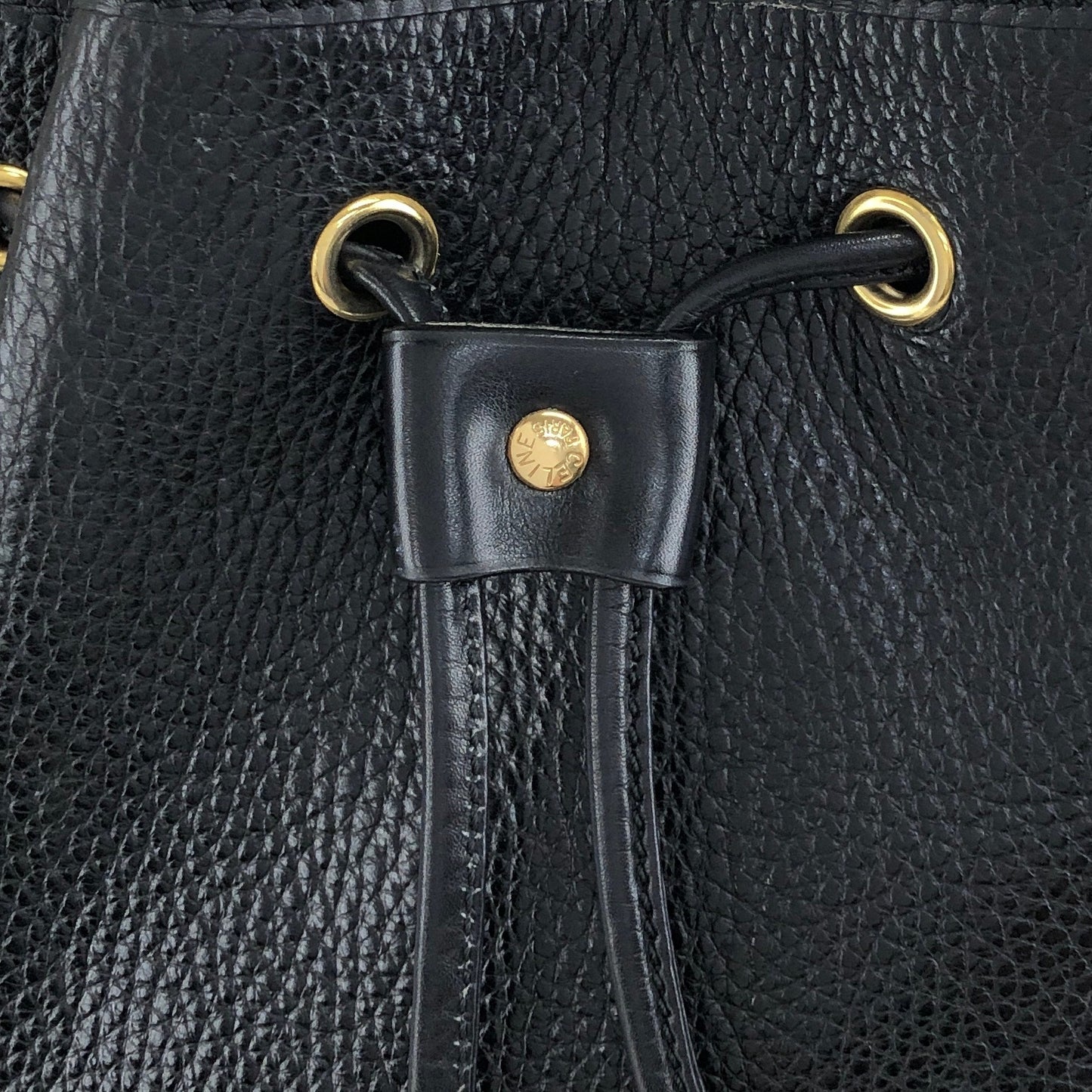CELINE Blason Drawstring Shoulder bag Black Vintage 6uw6d7
