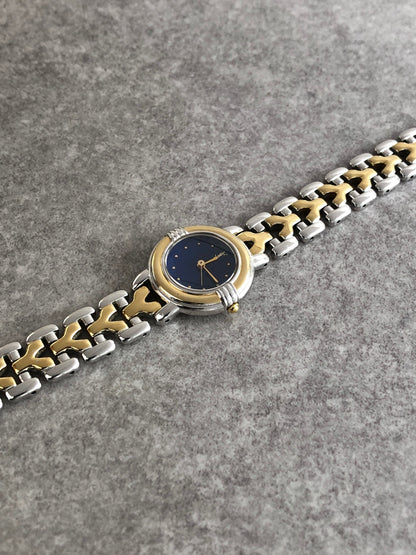 Yves Saint Laurent YSL Logo Watch Gold×Silver 5430-F43089 Vintage vvmgf8