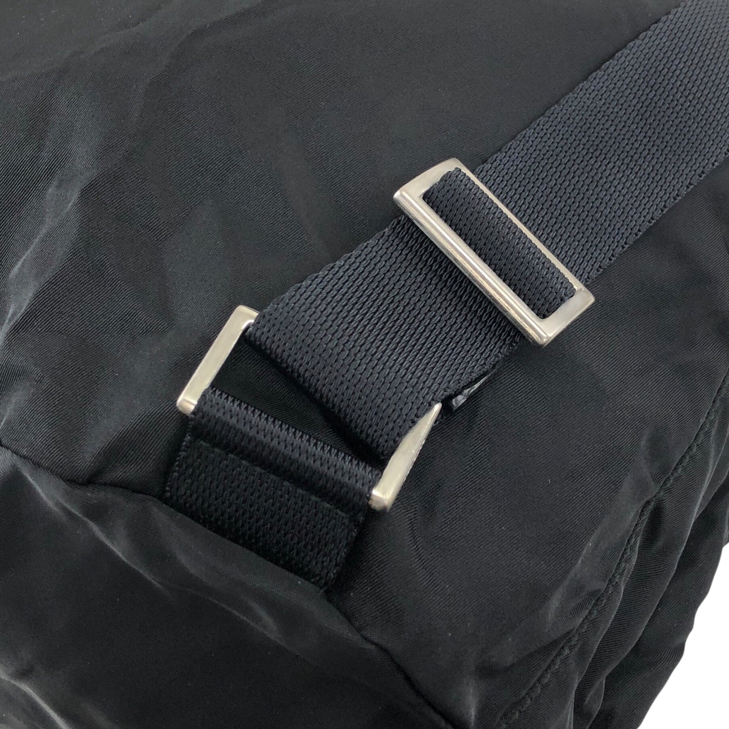 PRADA Tessuto Triangle Logo Double Pocket Backpack Black Vintage wu63sv