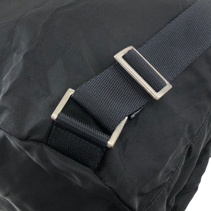 PRADA Tessuto Triangle Logo Double Pocket Backpack Black Vintage wu63sv