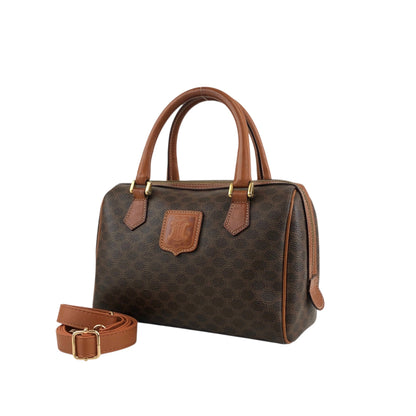 CELINE Macadam Blason Two-way Small Boston bag Shoulder bag Brown Vintage raubfw