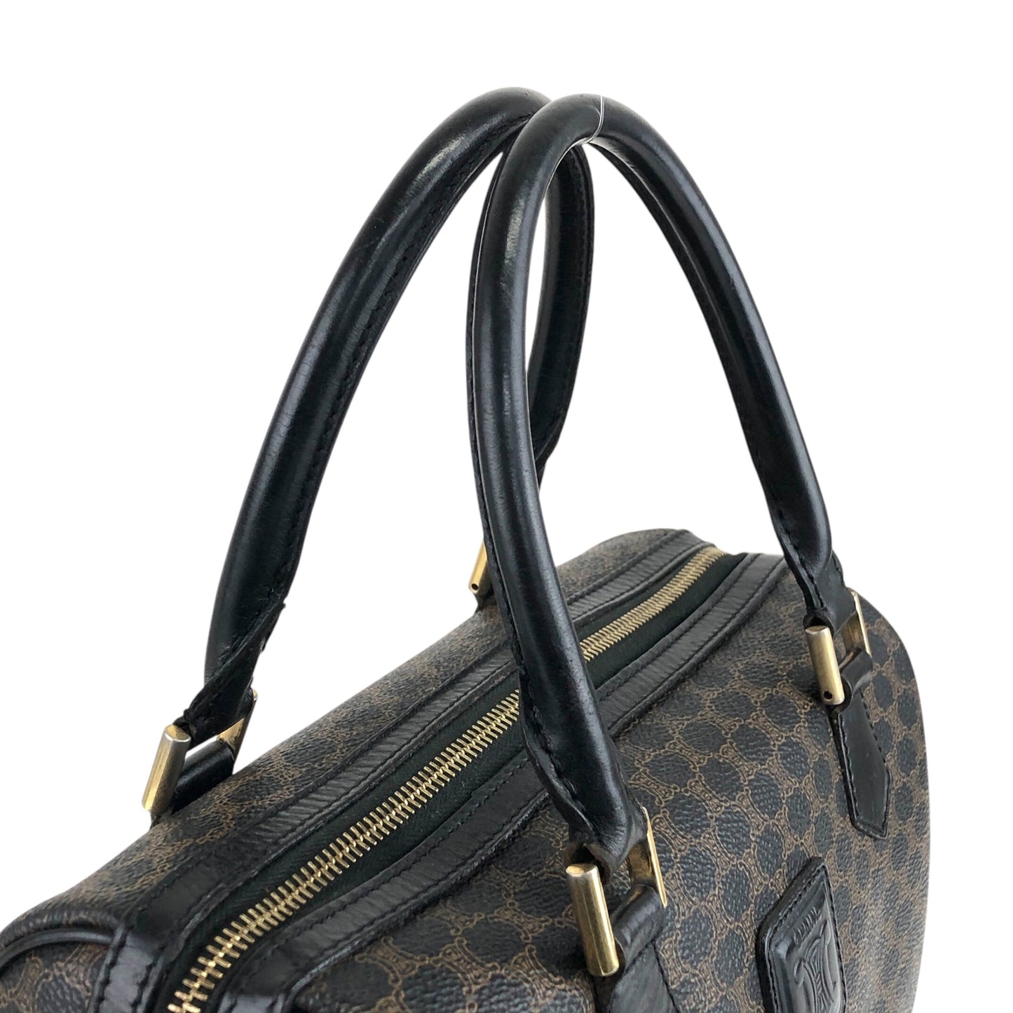 CELINE Macadam Blason Two-way Handbag Shoulder bag Black Vintage a45rtr