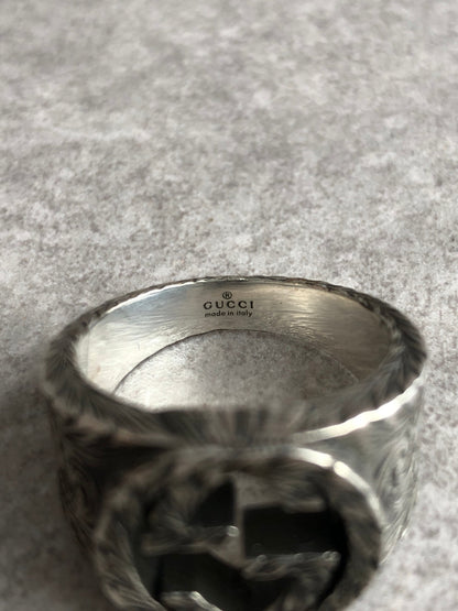 GUCCI Interlocking Ring Silver Vintage 74d6hf