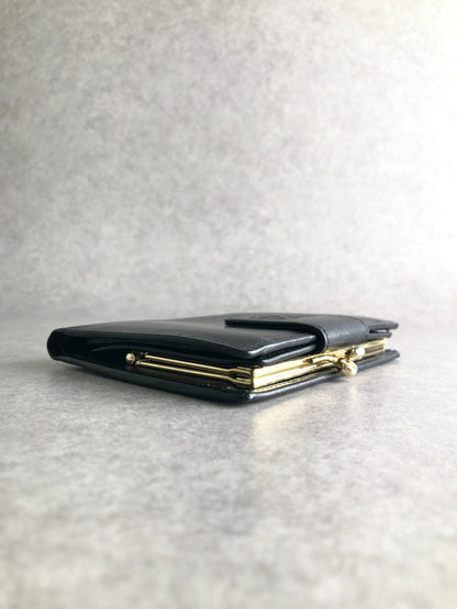 CELINE Blason 金屬扣折疊錢包 黑色復古 pprgic