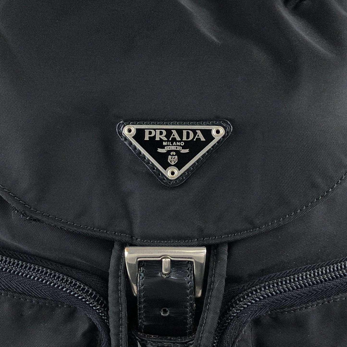 PRADA Tessuto Triangle Logo Double Pocket Backpack Black Vintage msvumv