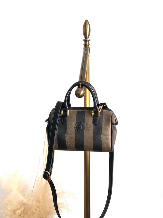 FENDI Pecan Logo Handbag Brown Vintage jfx52s