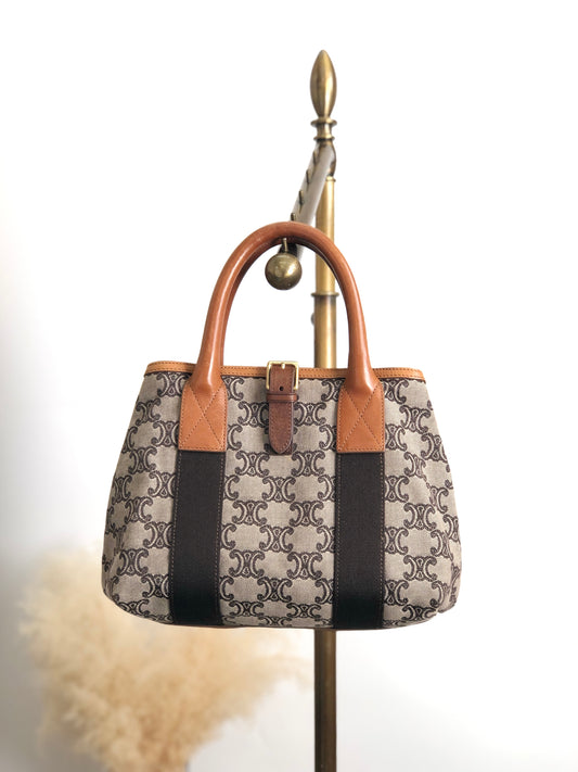 CELINE Blason Handbag Beige Vintage wz3ahs