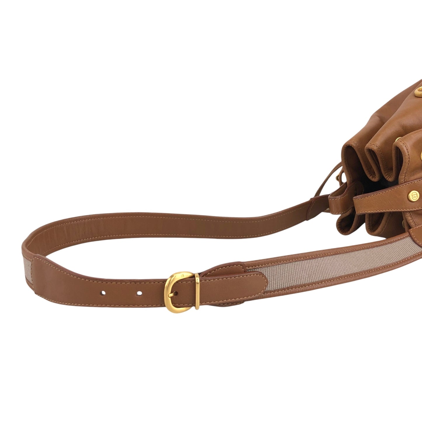 GUCCI Interlocking Drawstring Shoulder bag Brown Vintage 73zgkn