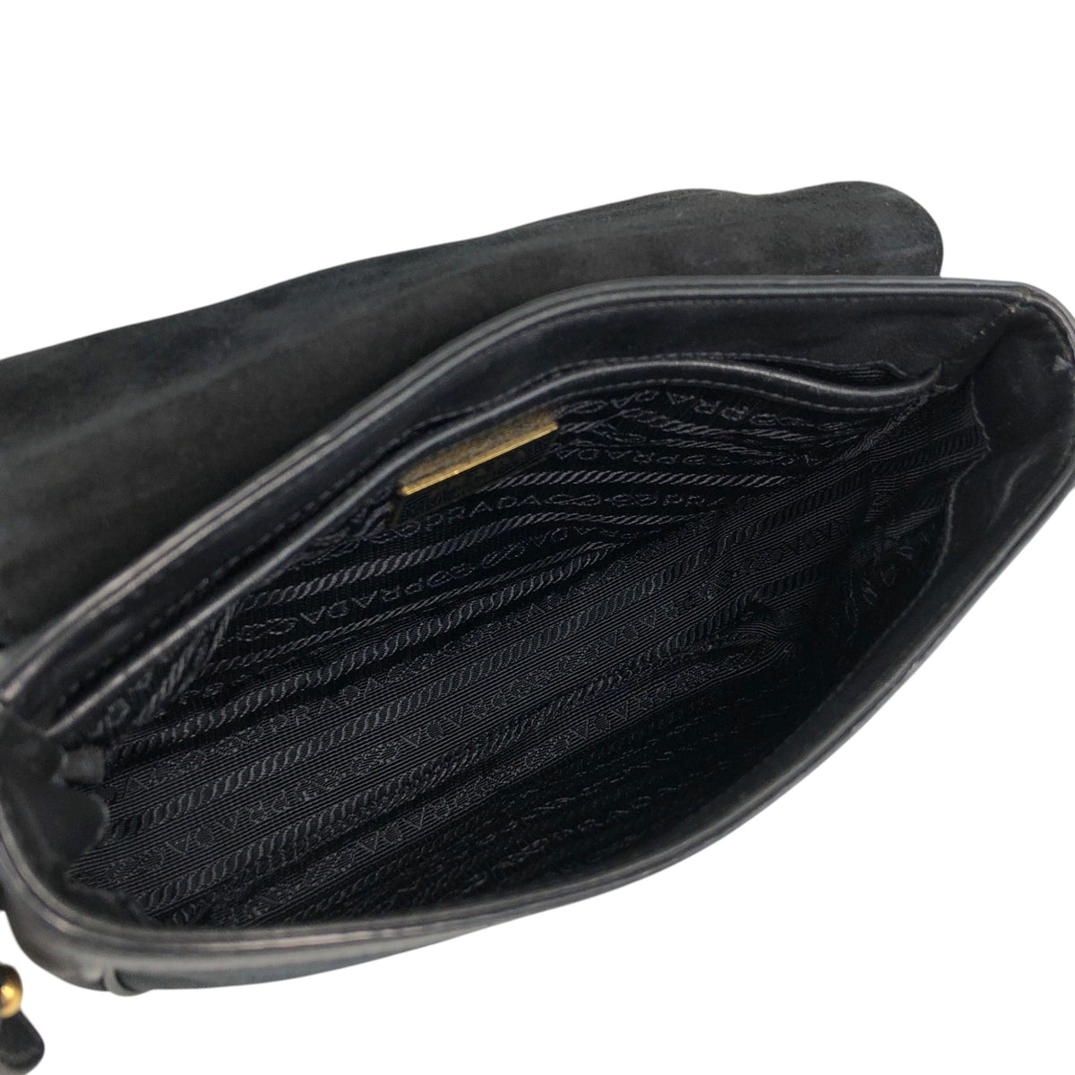 PRADA Logo Shoulder bag Black Vintage 4w22ct
