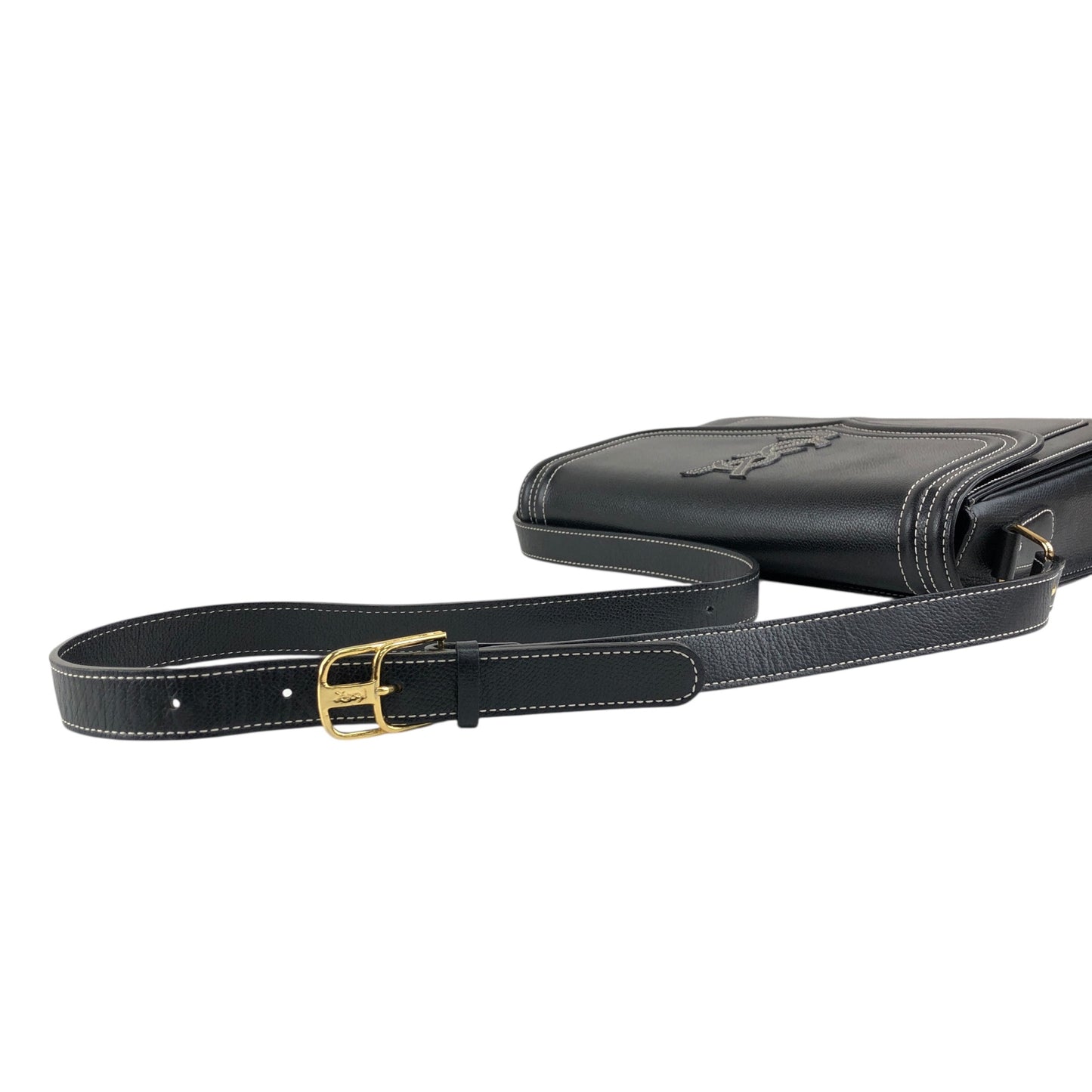 Yves Saint Laurent YSL Logo Shoulder bag Black Vintage wvtdki