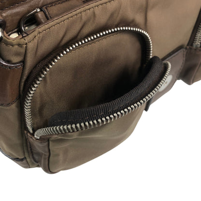 PRADA Tessuto Triangle Logo Belt Motif Shoulder bag Brown Vintage s7iz35