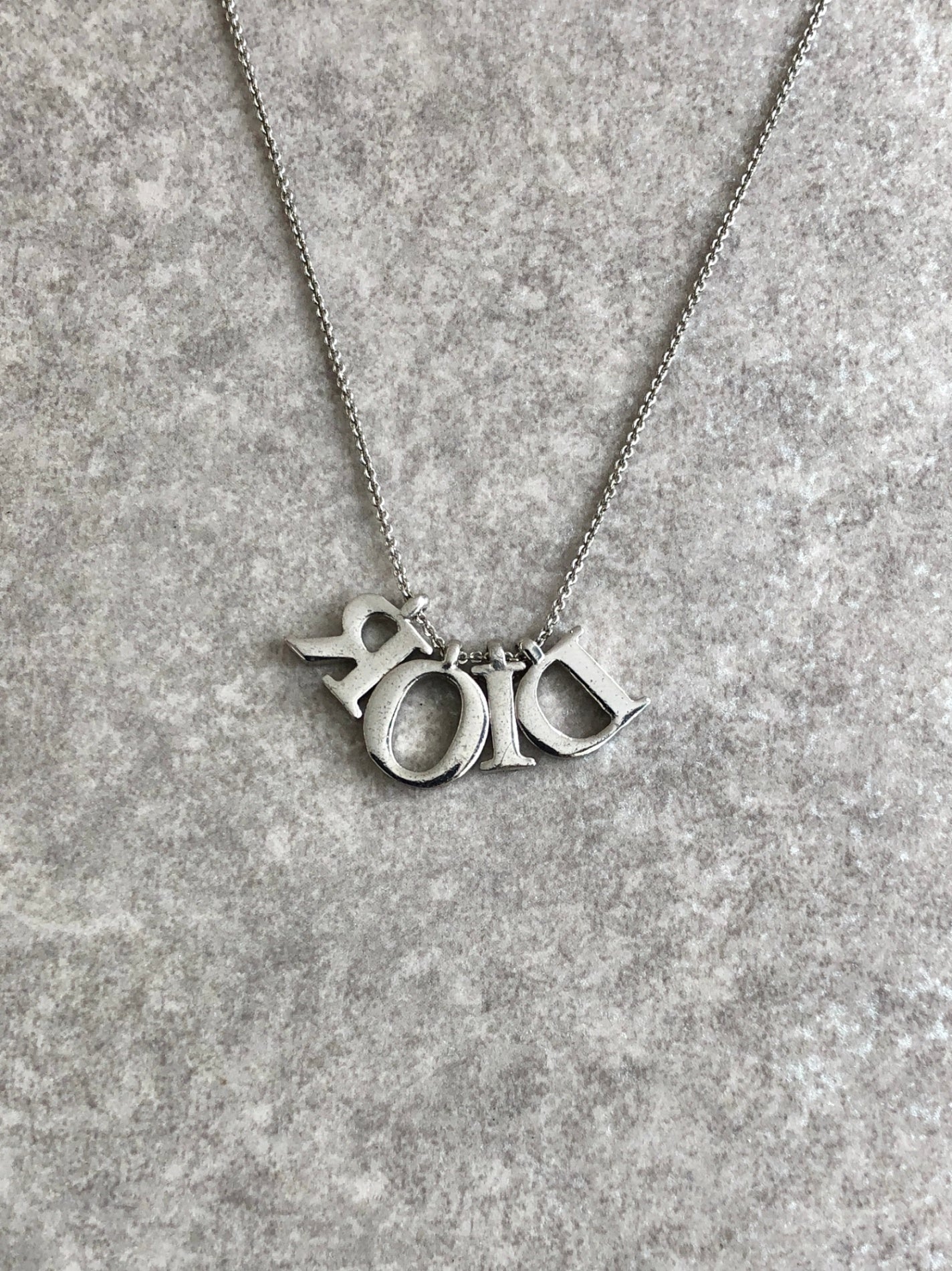 Christian Dior Logo Motif Necklace Silver Vintage mfvz83