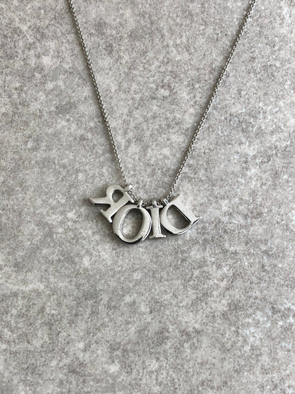 Christian Dior Logo Motif Necklace Silver Vintage mfvz83