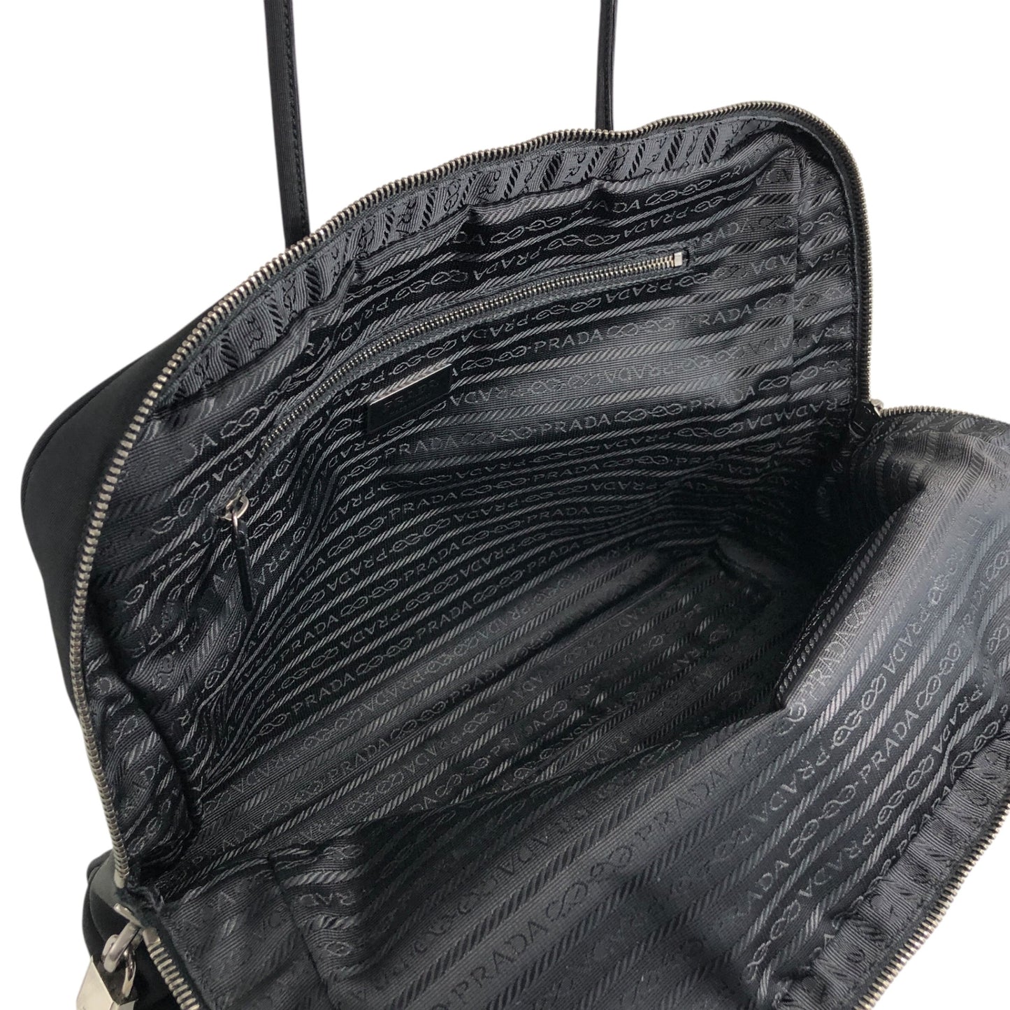 PRADA Triangle Logo Padlock Totebag Black Vintage ggz5as